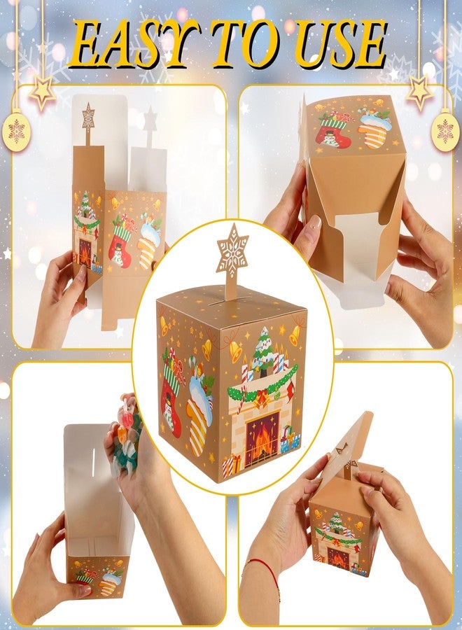 Qpout 27Pcs Christmas Candy Boxes for Gift Giving,3D Xmas Goody Gift Cookies Treat Boxes,Brown Decorative Christmas Favor Wrapping for Holiday Xmas Party Favors Supplies - Image 3